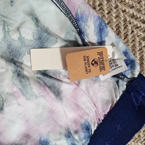 PINK Victoria's Secret Cotton Blend Pink Blue Green Tie-Dye Boxer Shorts Medium - Picture 9 of 9